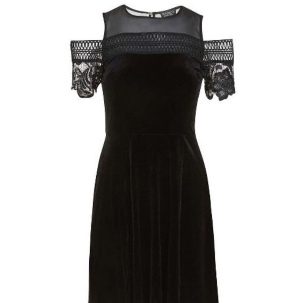 Topshop Velvet Lace Off Shoulder Skater Dress